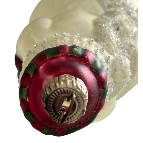 Frosted Glass Snowman Ornament Holding Star Button Hand Painted Vintage 5” - Picture 6 of 8